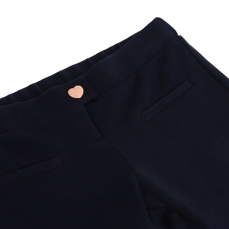 Girls Dark Blue Solid Long Trouser image number null